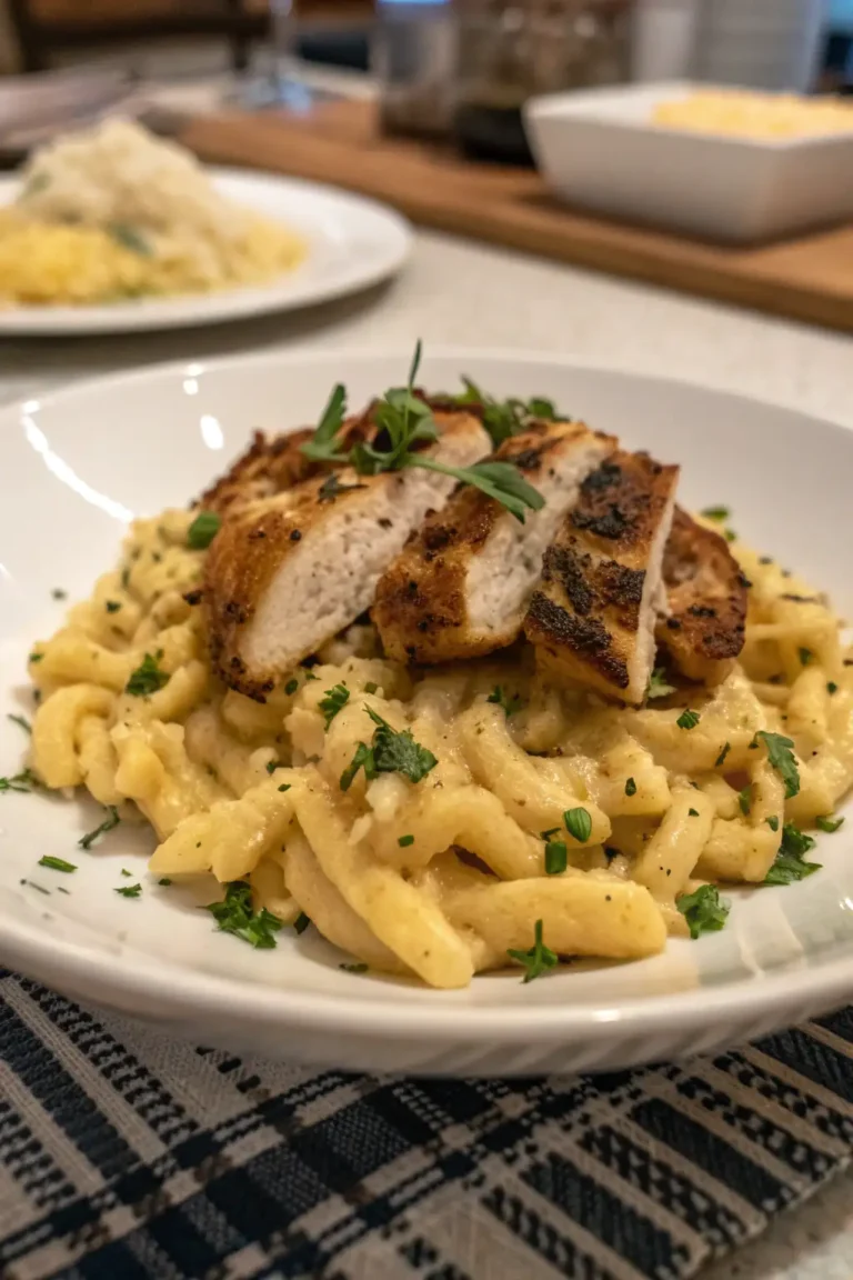 A delicious plate of Air Fryer Chicken Spätzle