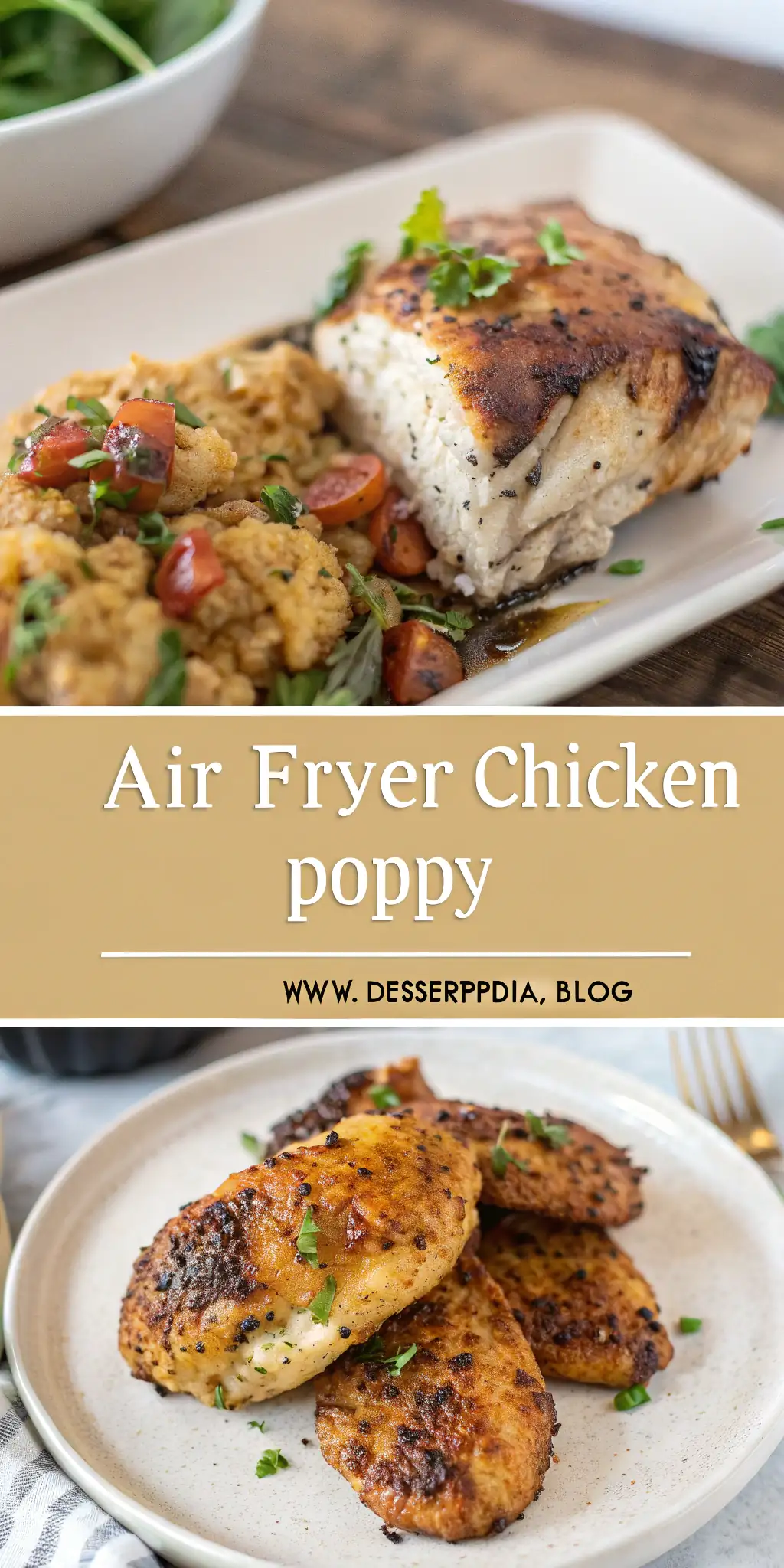 Pinterest image 2 for Air Fryer Chicken Poppy