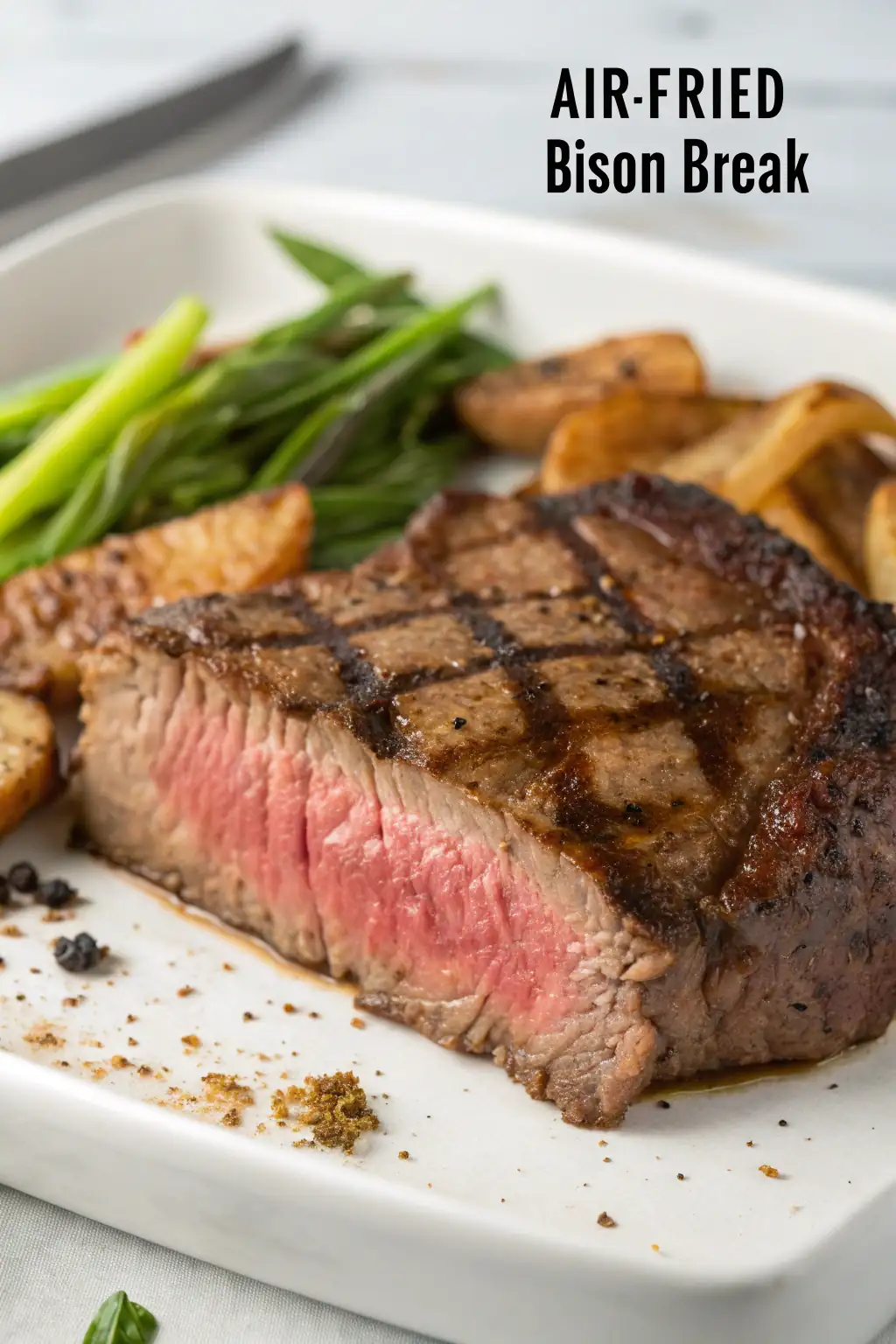 A delicious plate of Air Fryer Bison Steak
