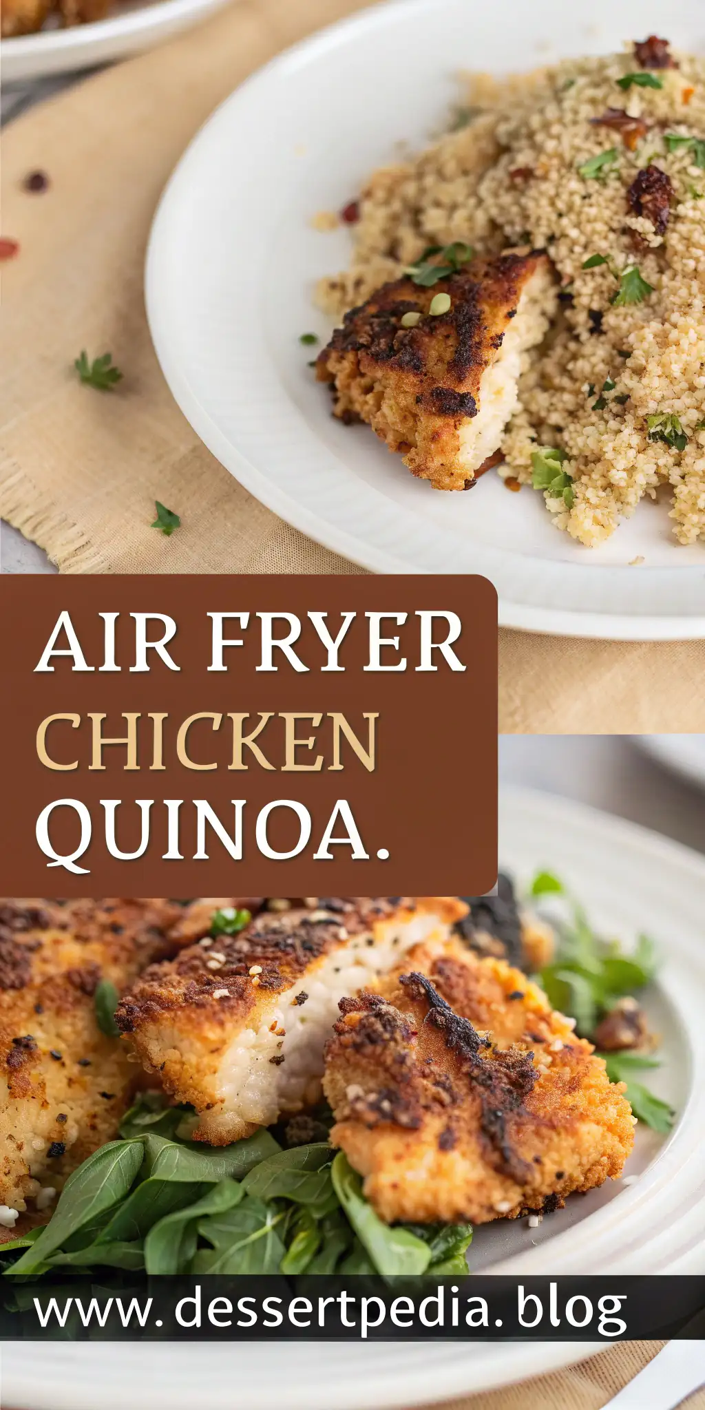 Pinterest image 1 for Air Fryer Chicken Quinoa