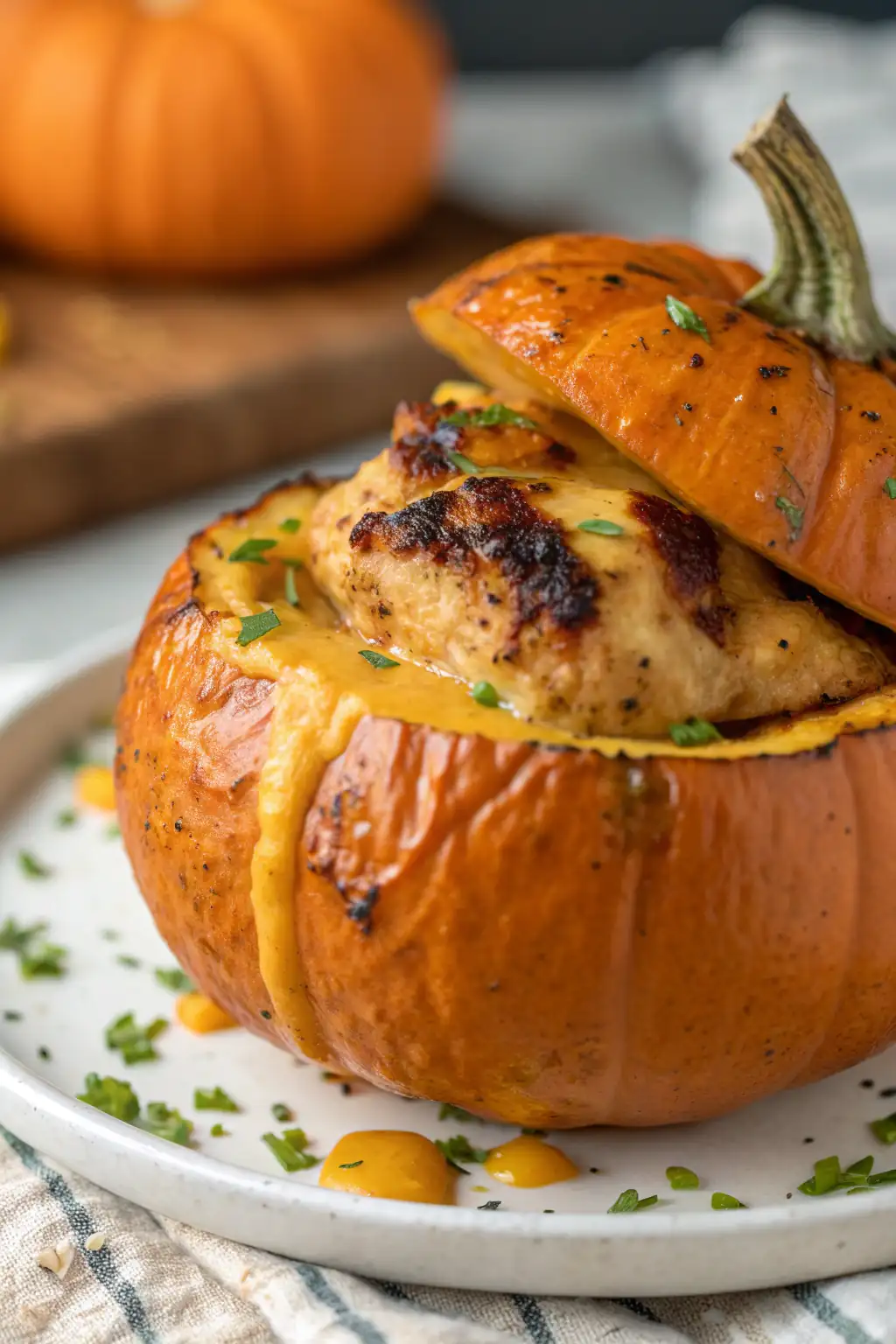 A delicious plate of Air Fryer Chicken Pumpkin