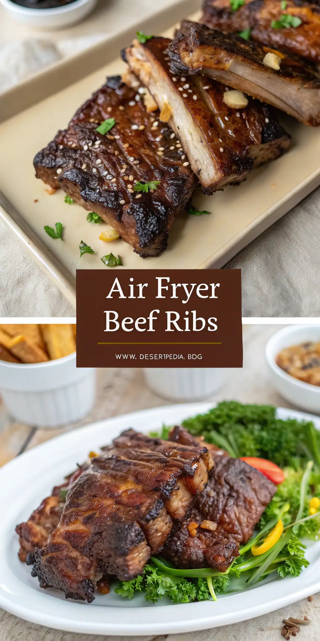 Pinterest image 1 for Air Fryer Beef Ribs
