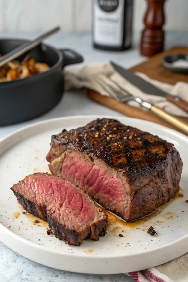 A delicious plate of Air Fryer Elk Steak