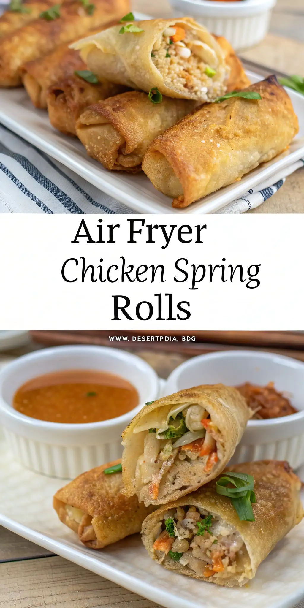 Pinterest image 2 for Air Fryer Chicken Spring Rolls