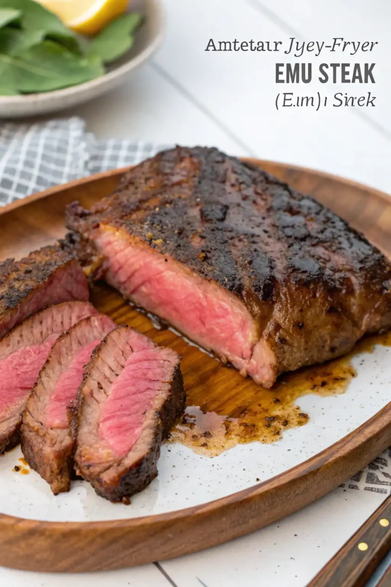 A delicious plate of Air Fryer Emu Steak