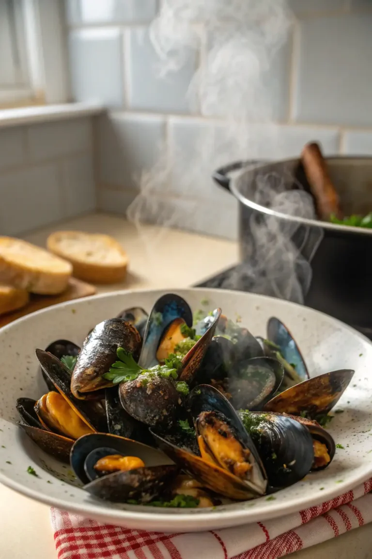 A delicious plate of Air Fryer Mussels