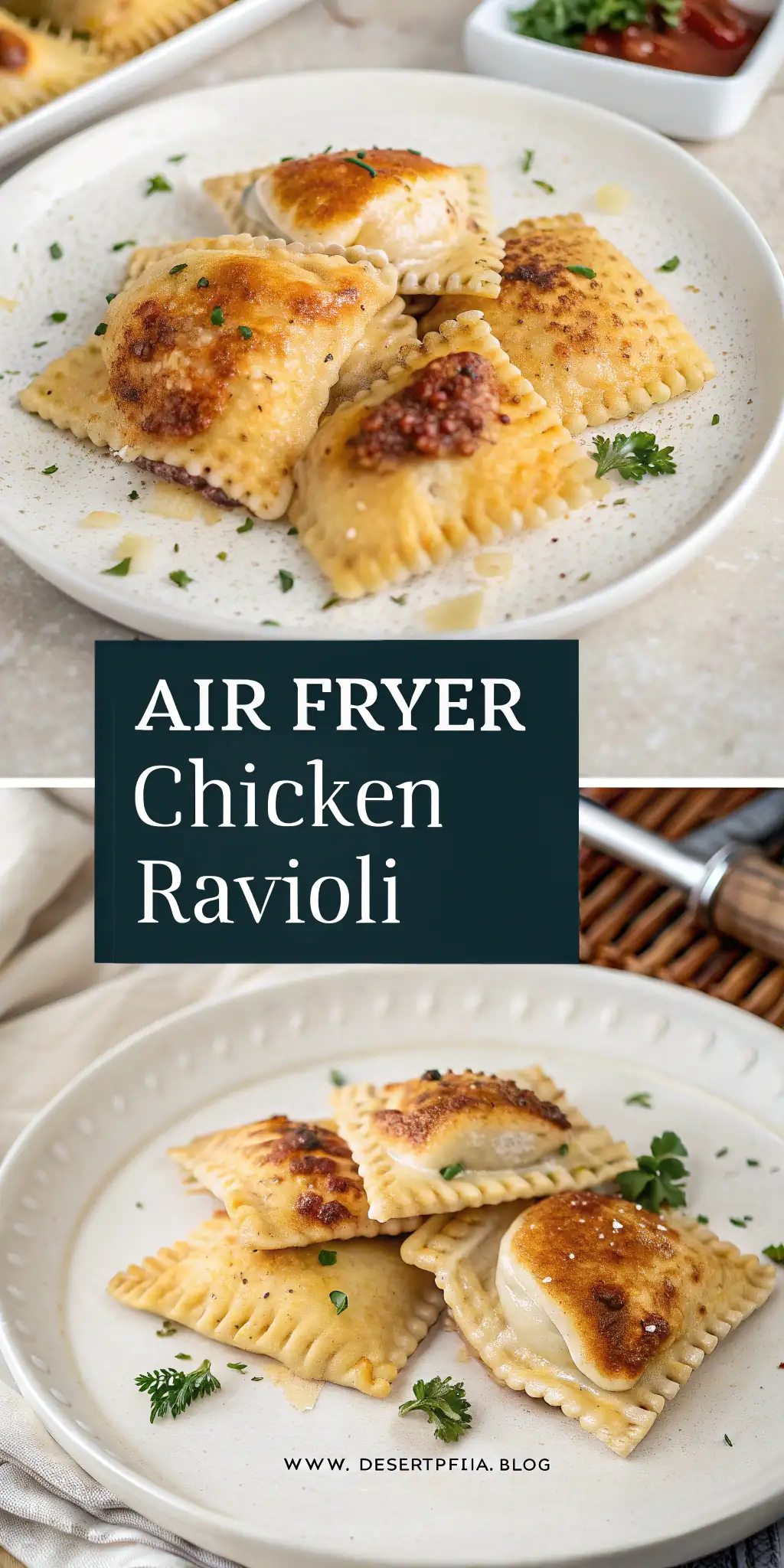 Pinterest image 2 for Air Fryer Chicken Ravioli