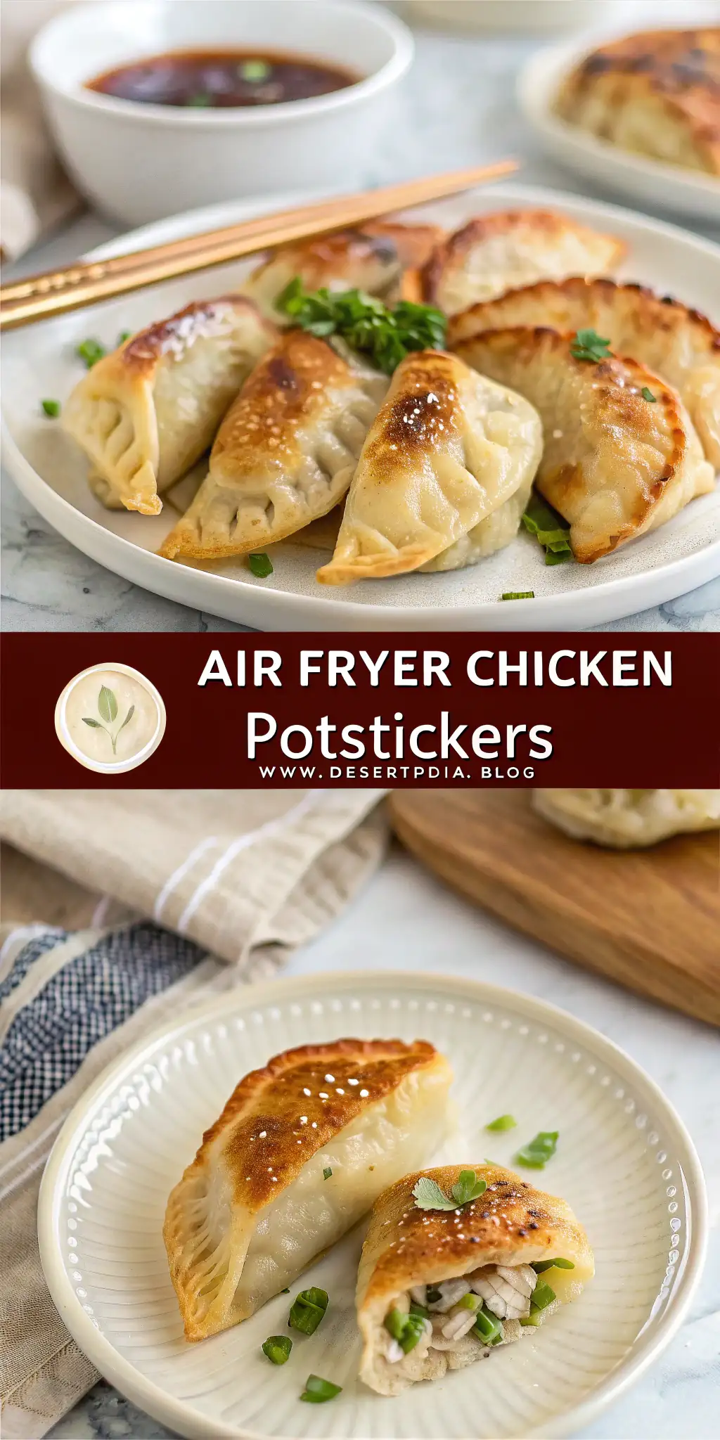 Pinterest image 1 for Air Fryer Chicken Potstickers