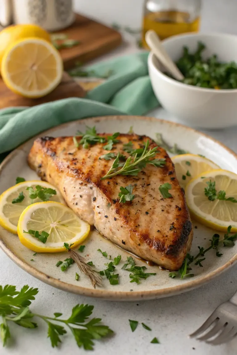 A delicious plate of Air Fryer Swordfish