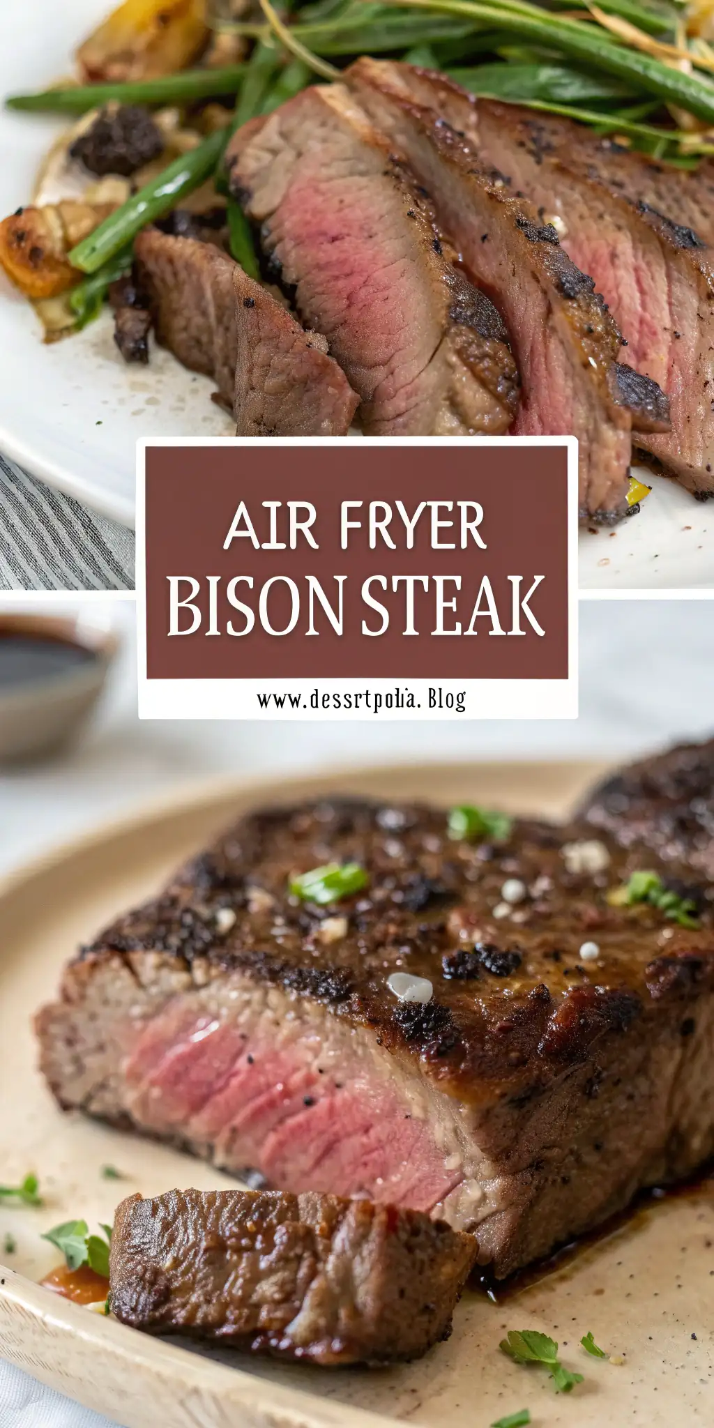 Pinterest image 1 for Air Fryer Bison Steak