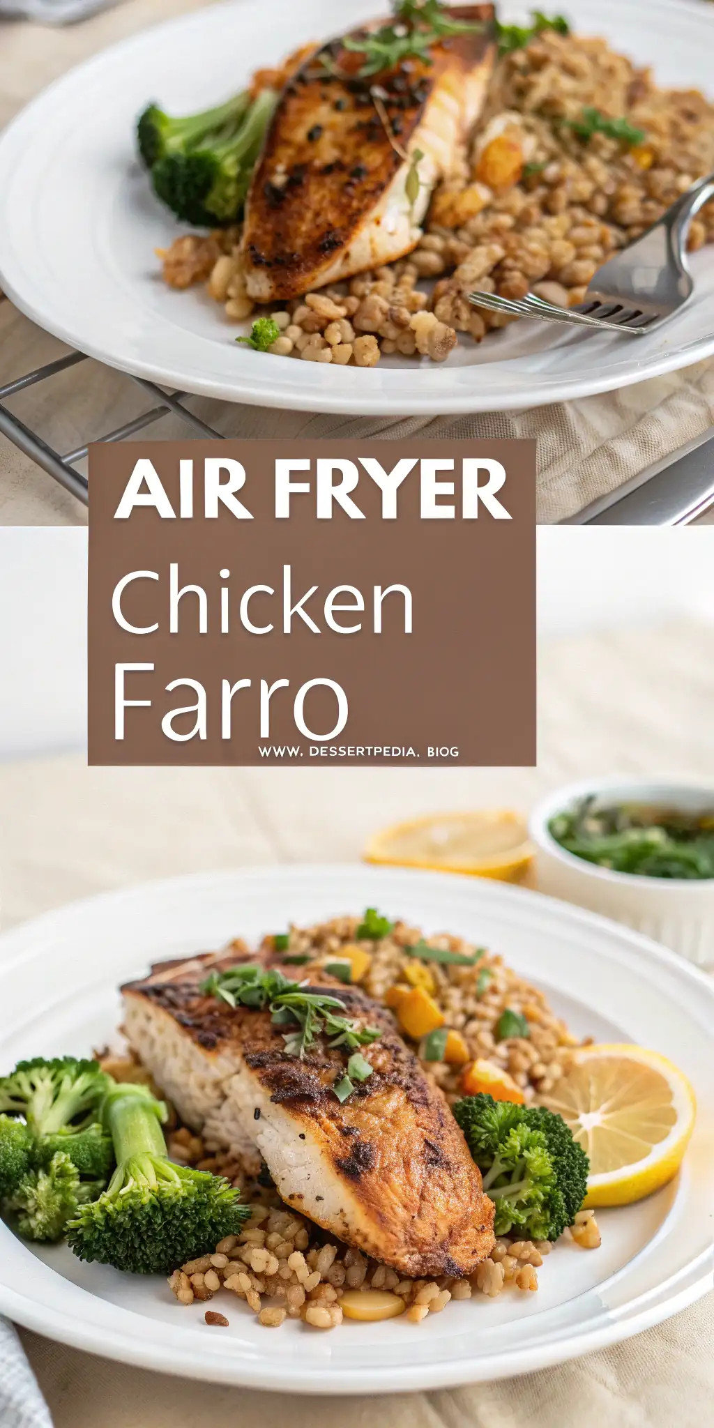 Pinterest image 1 for Air Fryer Chicken Farro