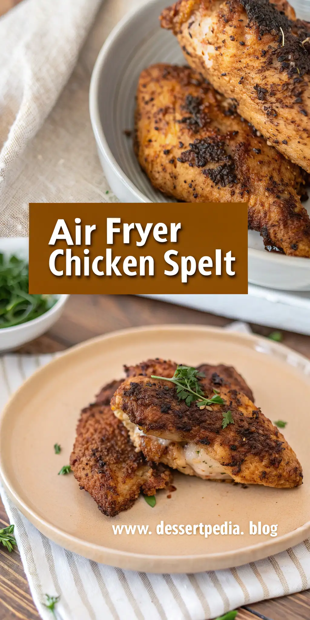 Pinterest image 1 for Air Fryer Chicken Spelt