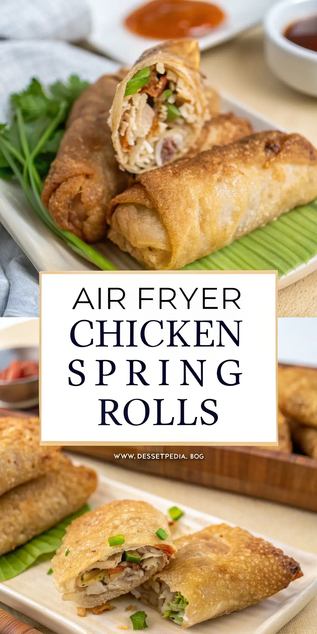 Pinterest image 1 for Air Fryer Chicken Spring Rolls