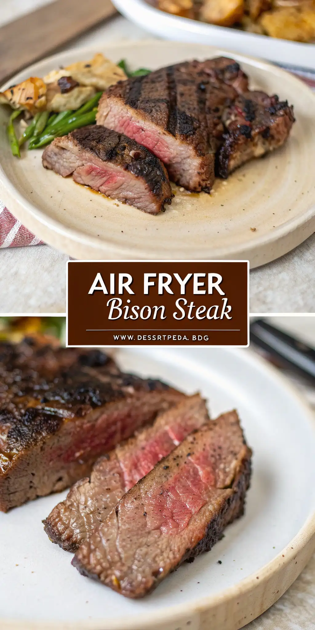 Pinterest image 2 for Air Fryer Bison Steak