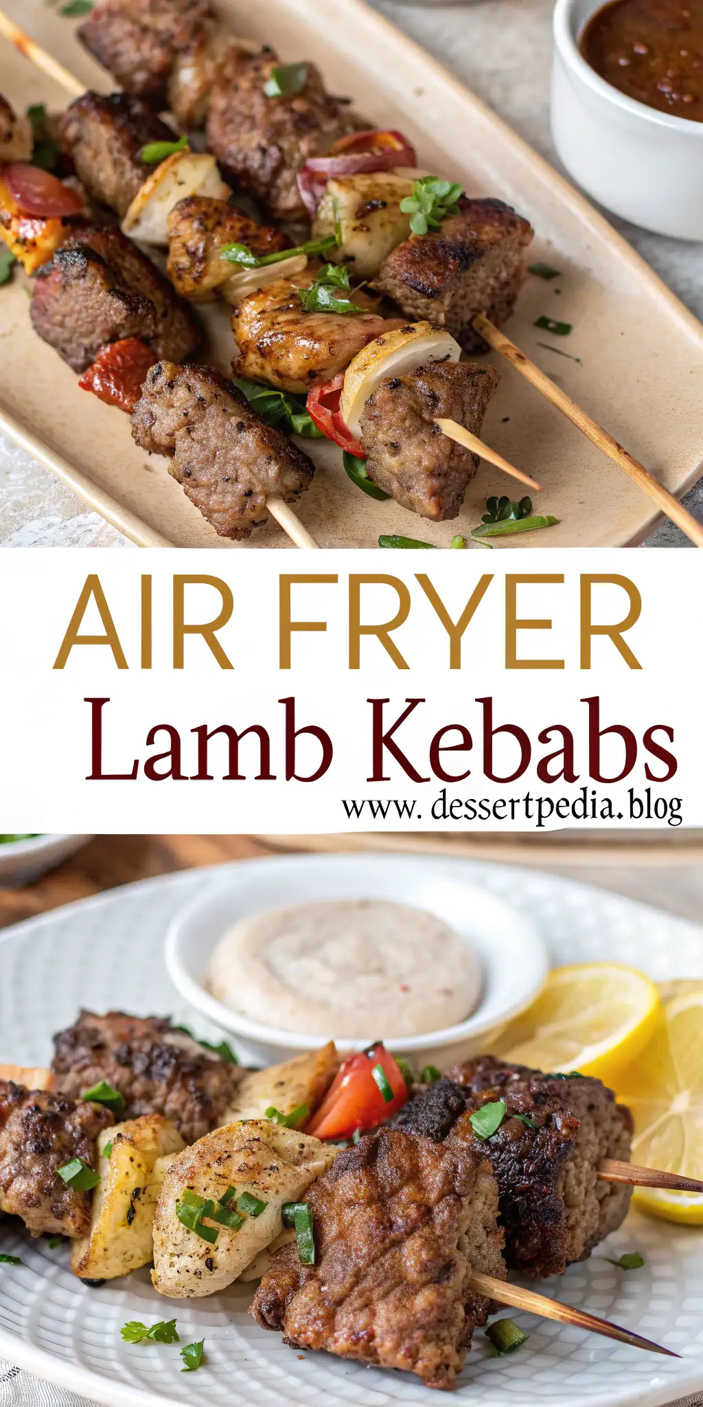 Pinterest image 2 for Air Fryer Lamb Kebabs