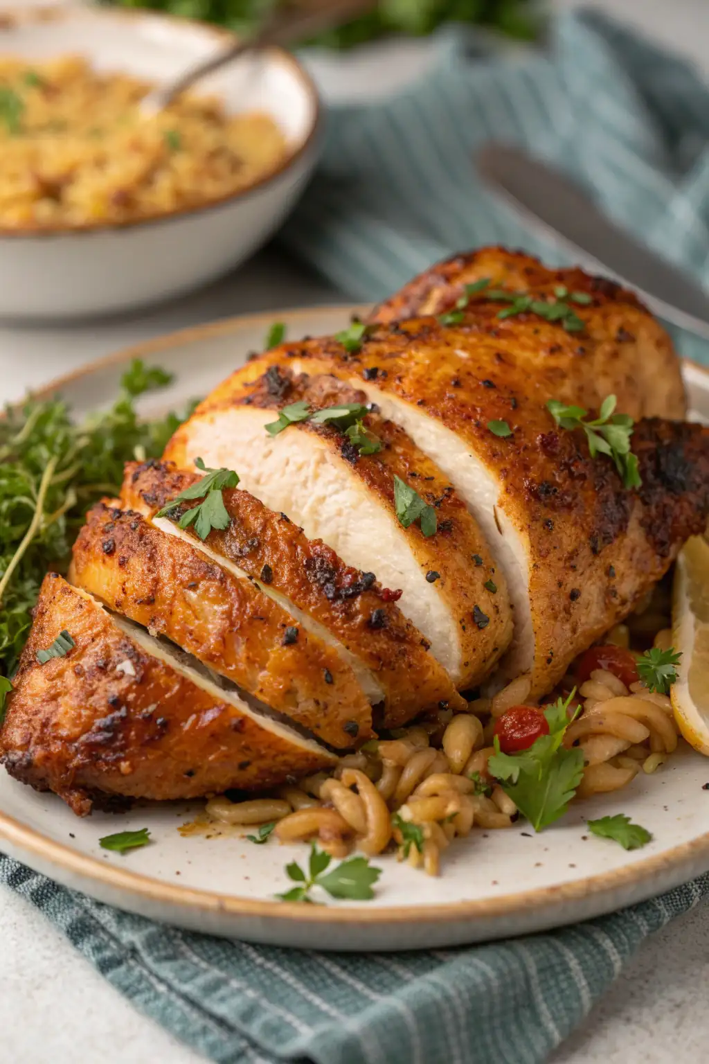 A delicious plate of Air Fryer Chicken Kamut