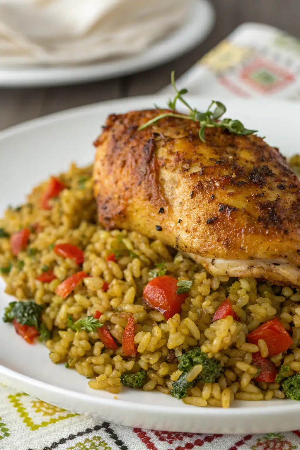 A delicious plate of Air Fryer Chicken Freekeh