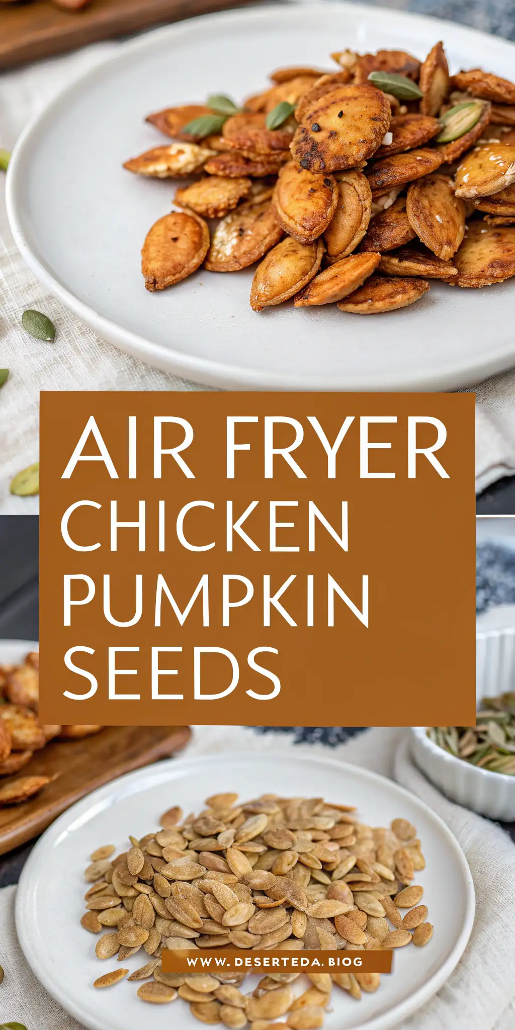 Pinterest image 1 for Air Fryer Chicken Pumpkin Seeds