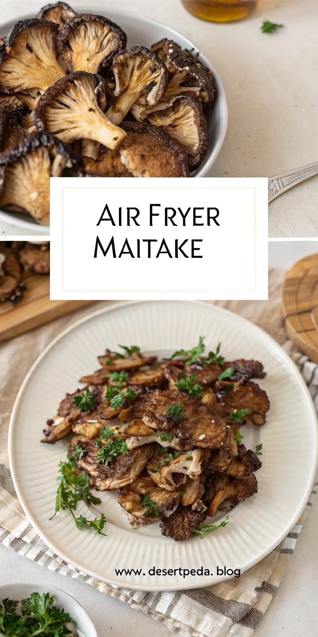 Pinterest image 1 for Air Fryer Maitake