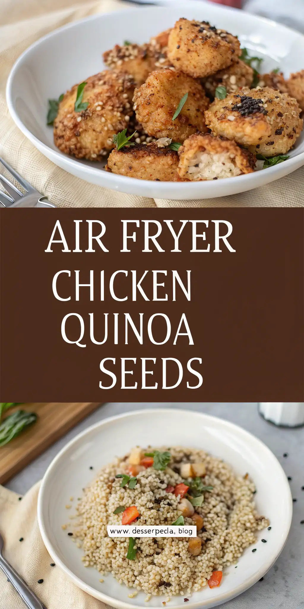 Pinterest image 2 for Air Fryer Chicken Quinoa Seeds