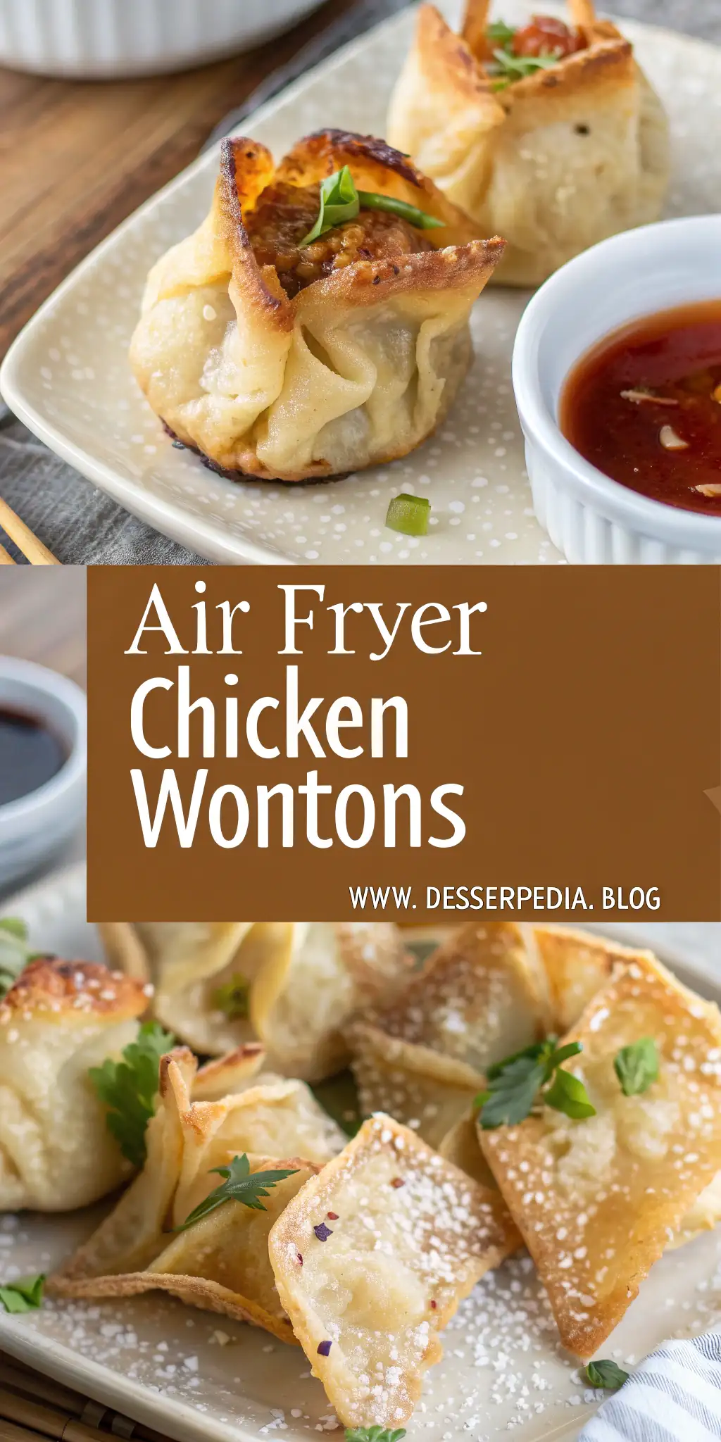 Pinterest image 2 for Air Fryer Chicken Wontons
