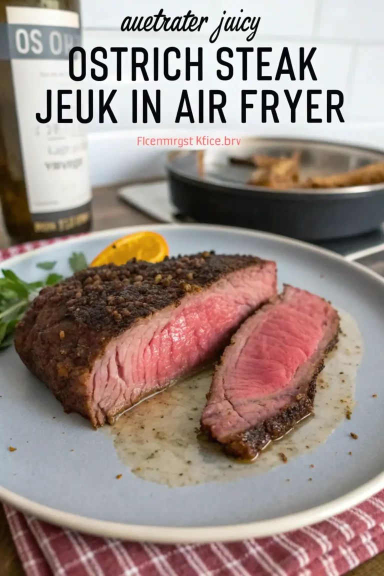 A delicious plate of Air Fryer Ostrich Steak
