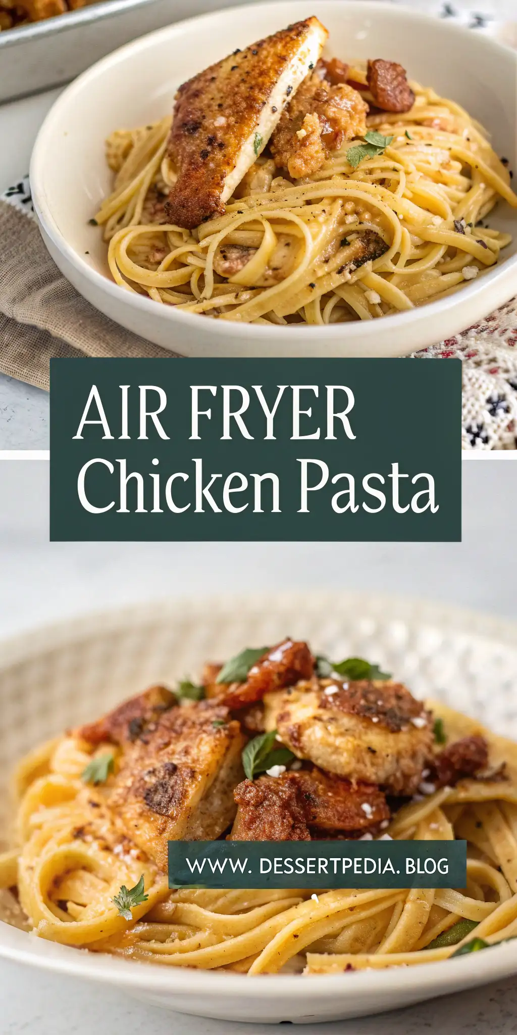 Pinterest image 1 for Air Fryer Chicken Pasta
