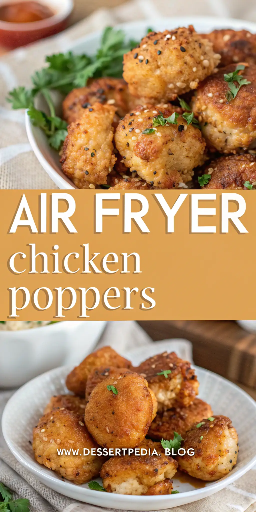 Pinterest image 1 for Air Fryer Chicken Poppers