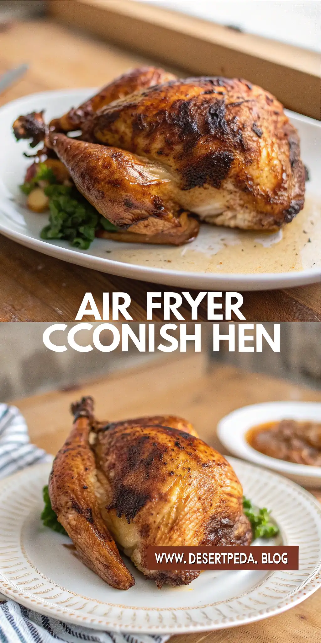 Pinterest image 1 for Air Fryer Cornish Hen