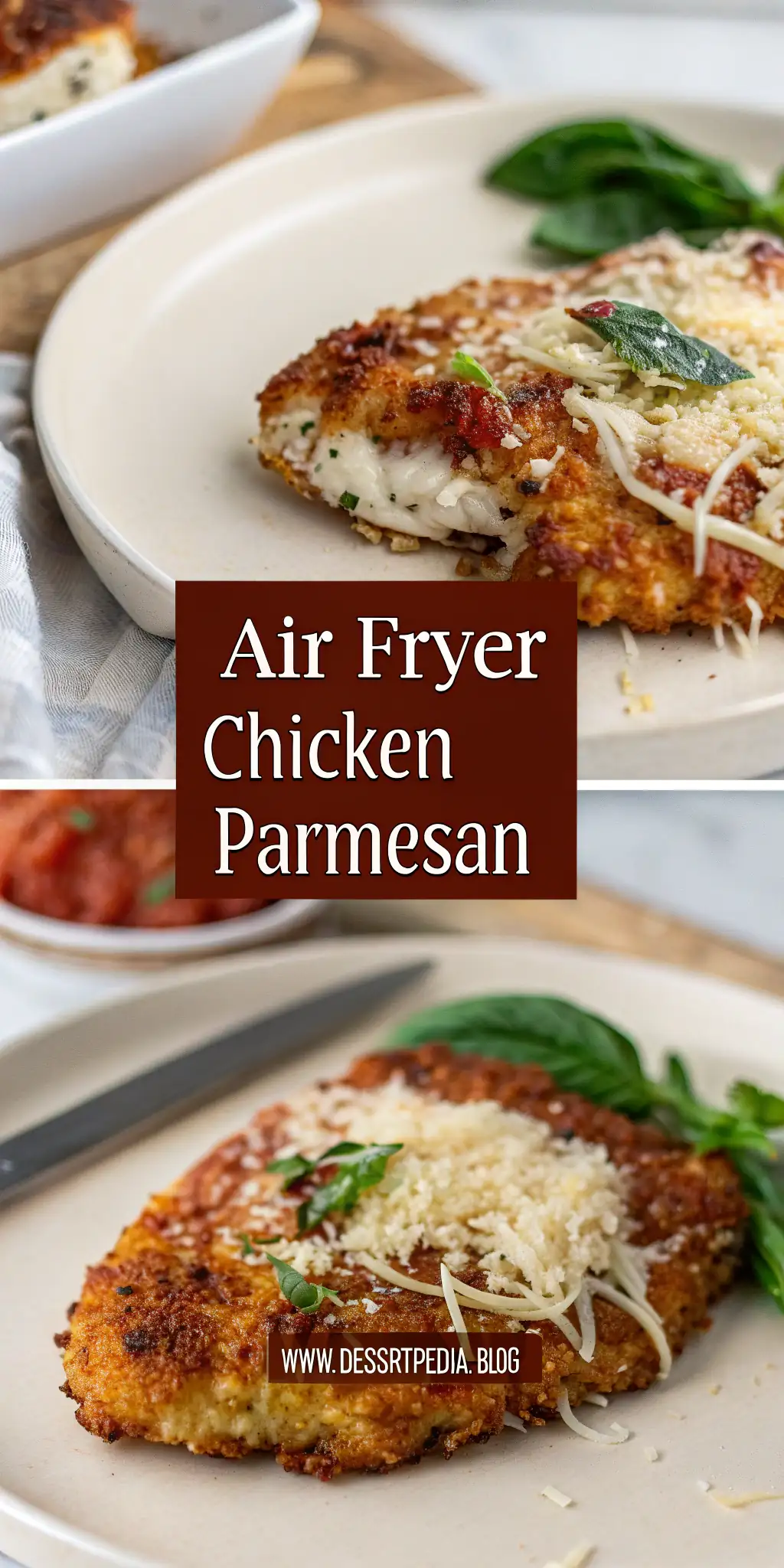 Pinterest image 1 for Air Fryer Chicken Parmesan