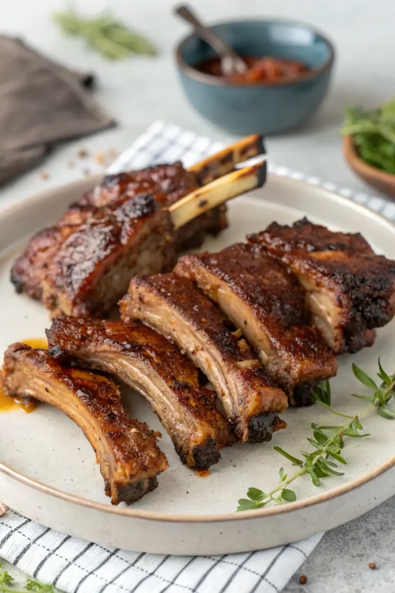 A delicious plate of Air Fryer Lamb Ribs