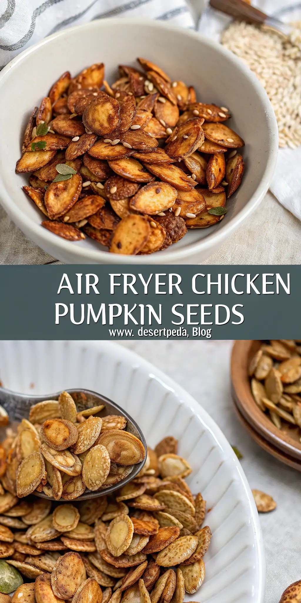 Pinterest image 2 for Air Fryer Chicken Pumpkin Seeds
