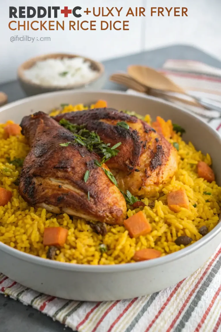 A delicious plate of Air Fryer Chicken Rice