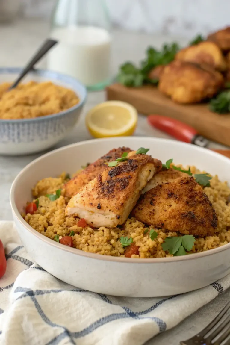 A delicious plate of Air Fryer Chicken Bulgur