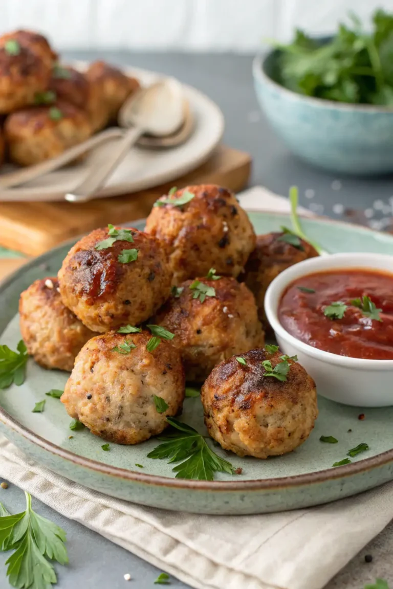 A delicious plate of Air Fryer Chicken Meatballs