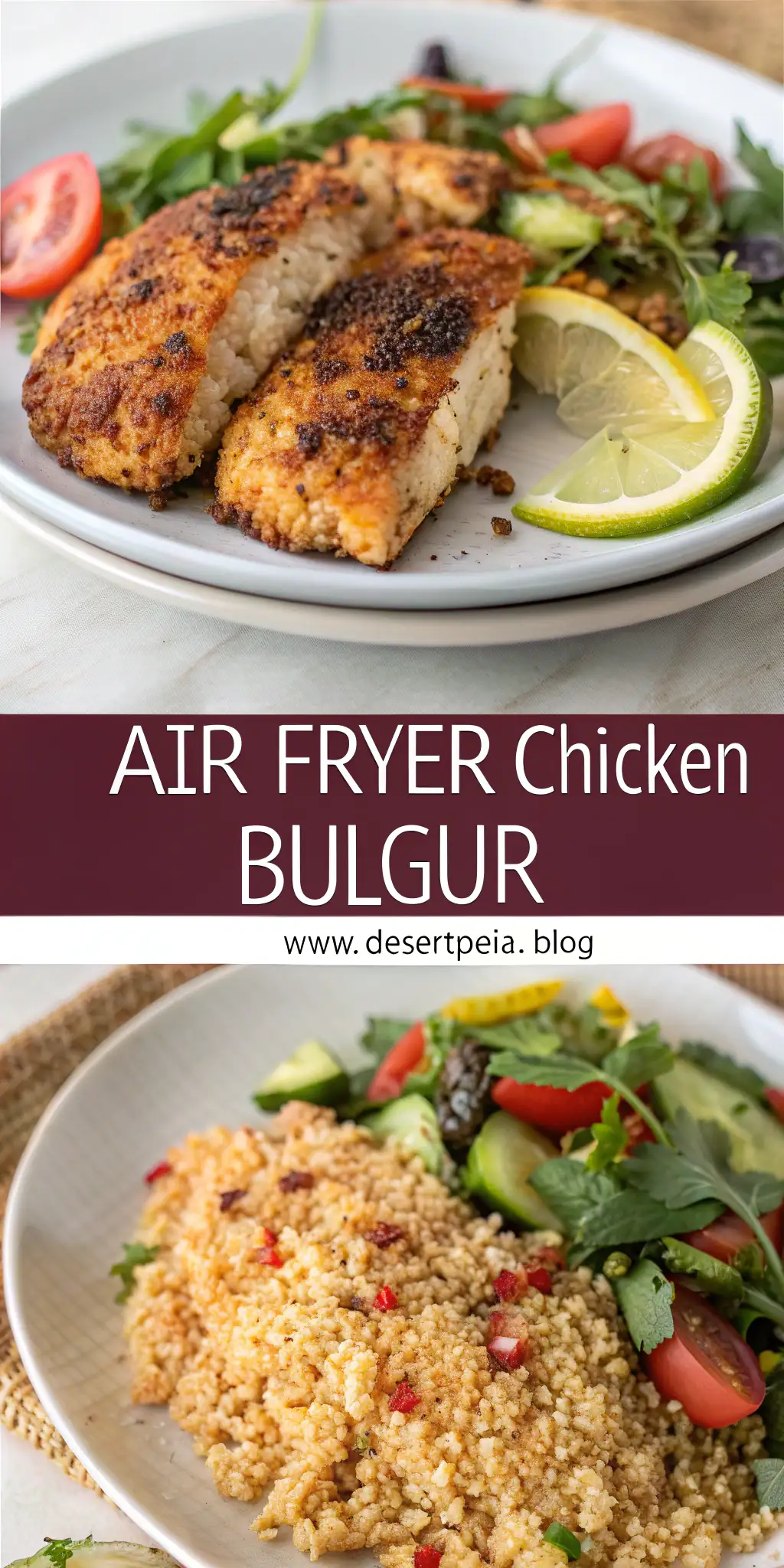Pinterest image 1 for Air Fryer Chicken Bulgur