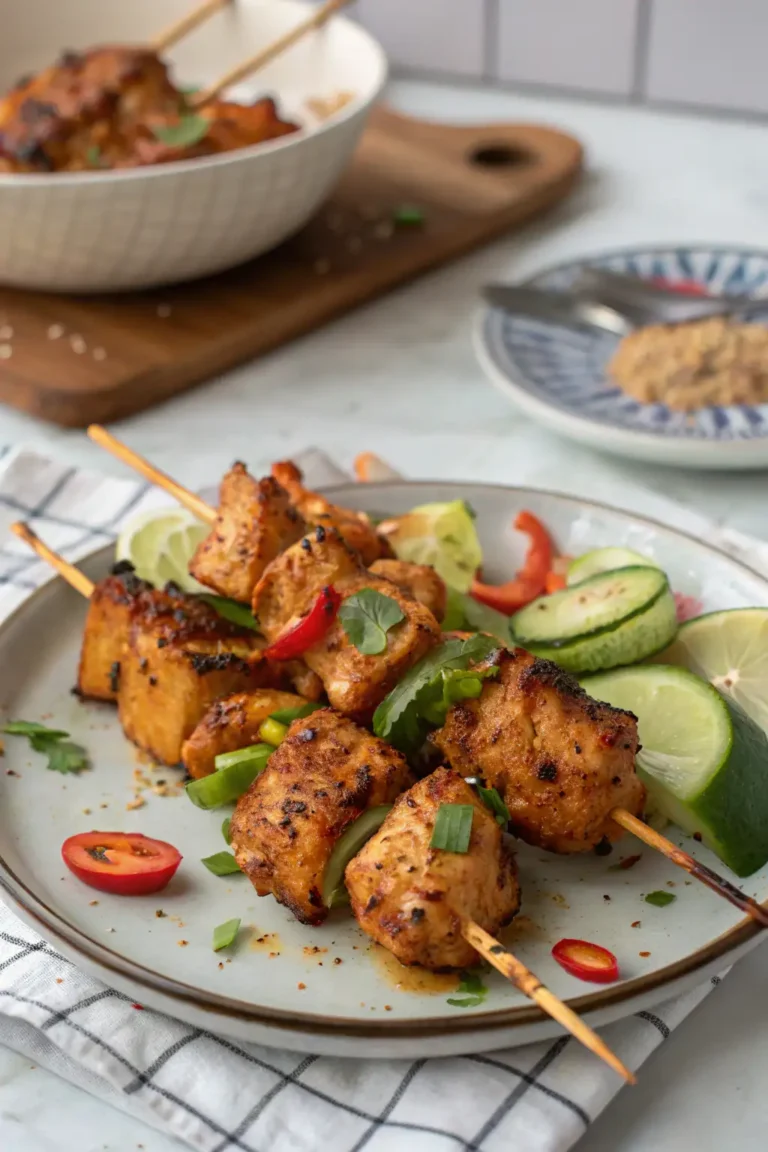 A delicious plate of Air Fryer Chicken Satay