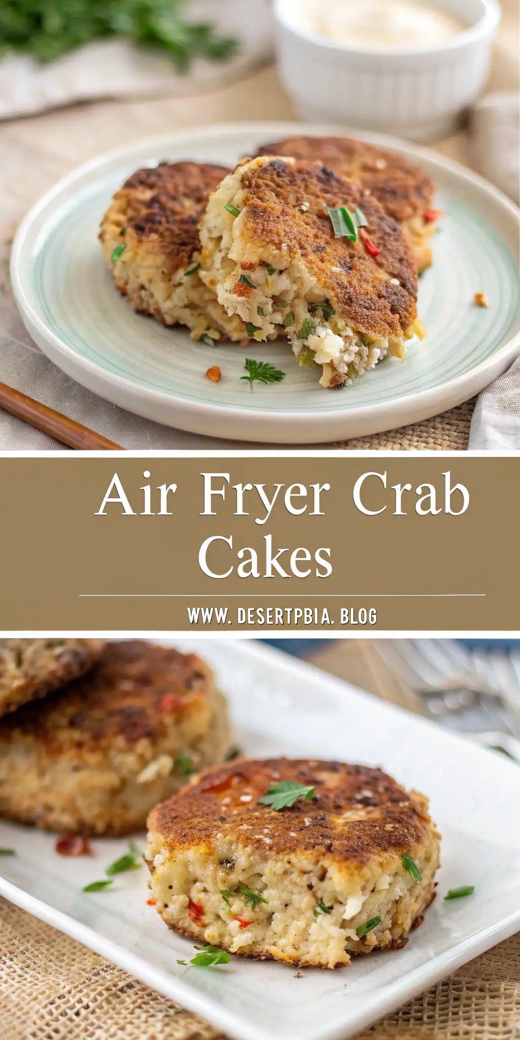 Pinterest image 1 for Air Fryer Crab Cakes