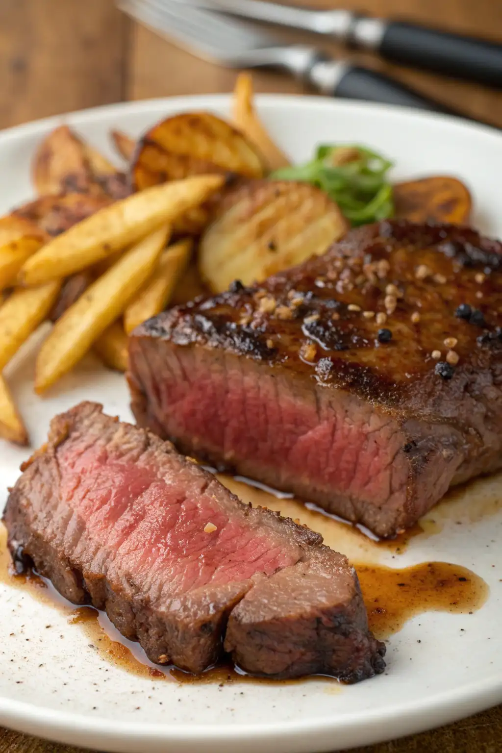 A delicious plate of Air Fryer Elk Steak