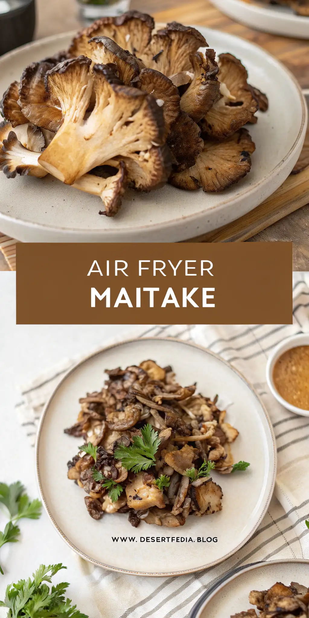 Pinterest image 2 for Air Fryer Maitake