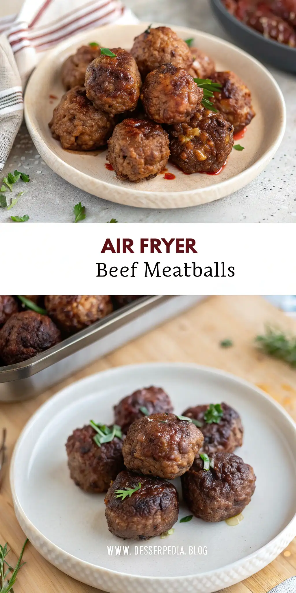 Pinterest image 1 for Air Fryer Beef Meatballs