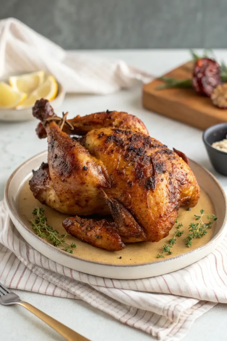 A delicious plate of Air Fryer Cornish Hen