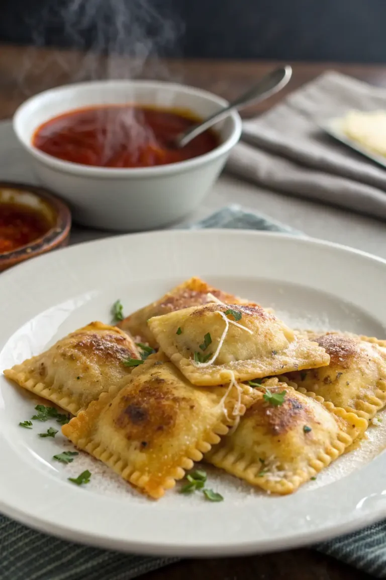 A delicious plate of Air Fryer Chicken Ravioli