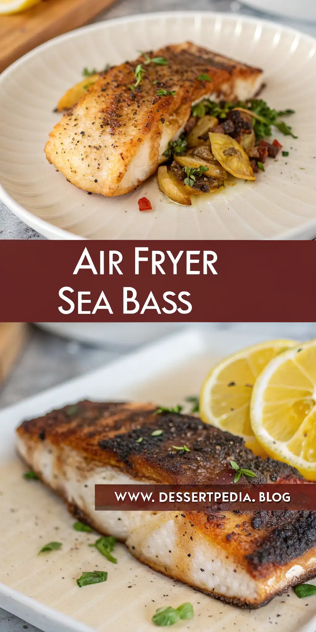 Pinterest image 2 for Air Fryer Sea Bass