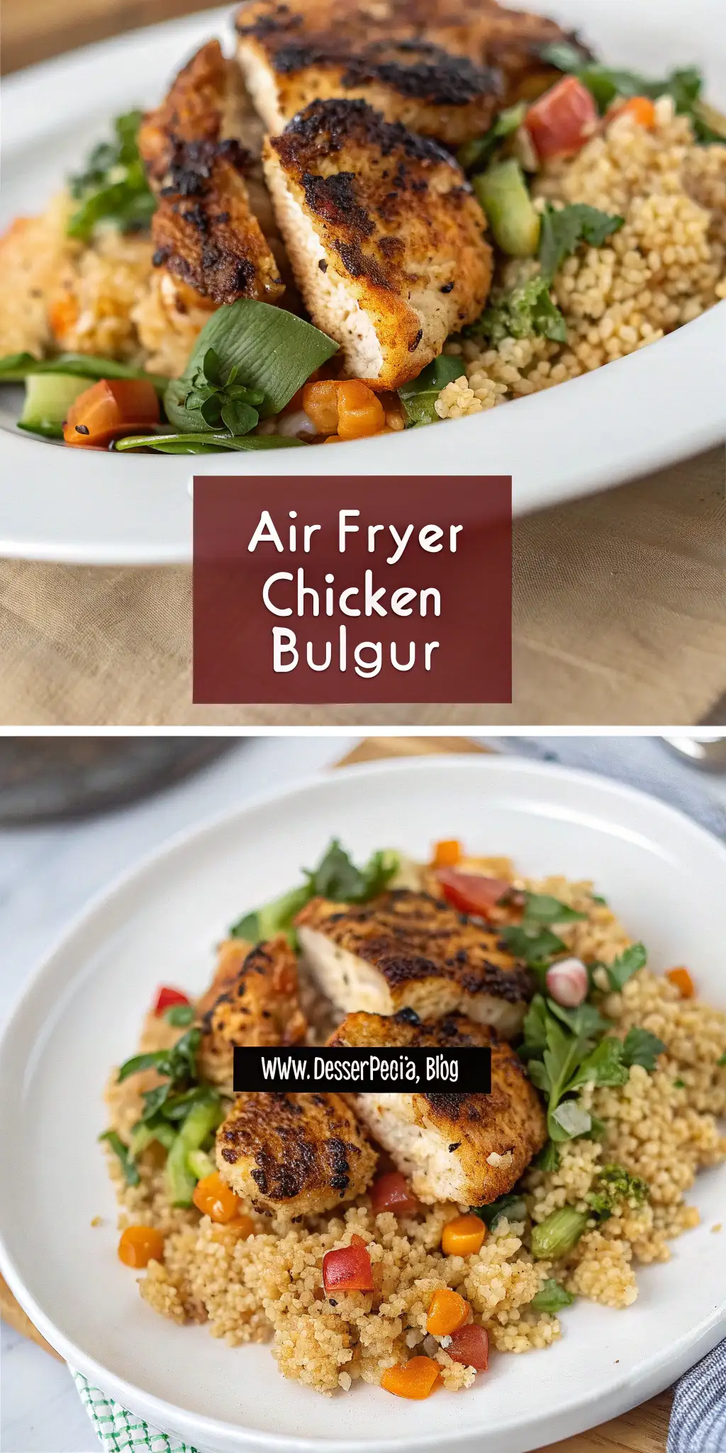 Pinterest image 2 for Air Fryer Chicken Bulgur