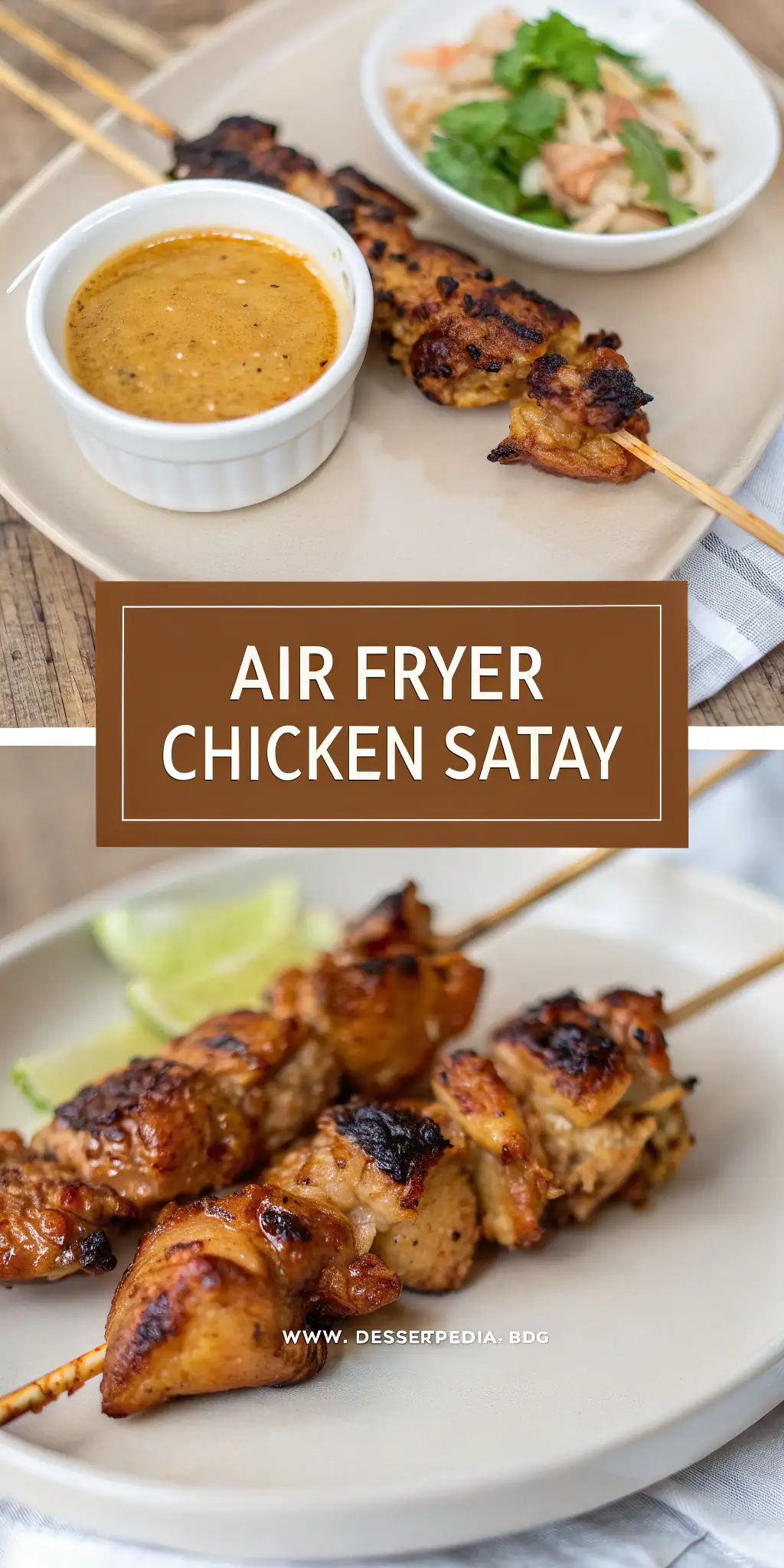Pinterest image 1 for Air Fryer Chicken Satay