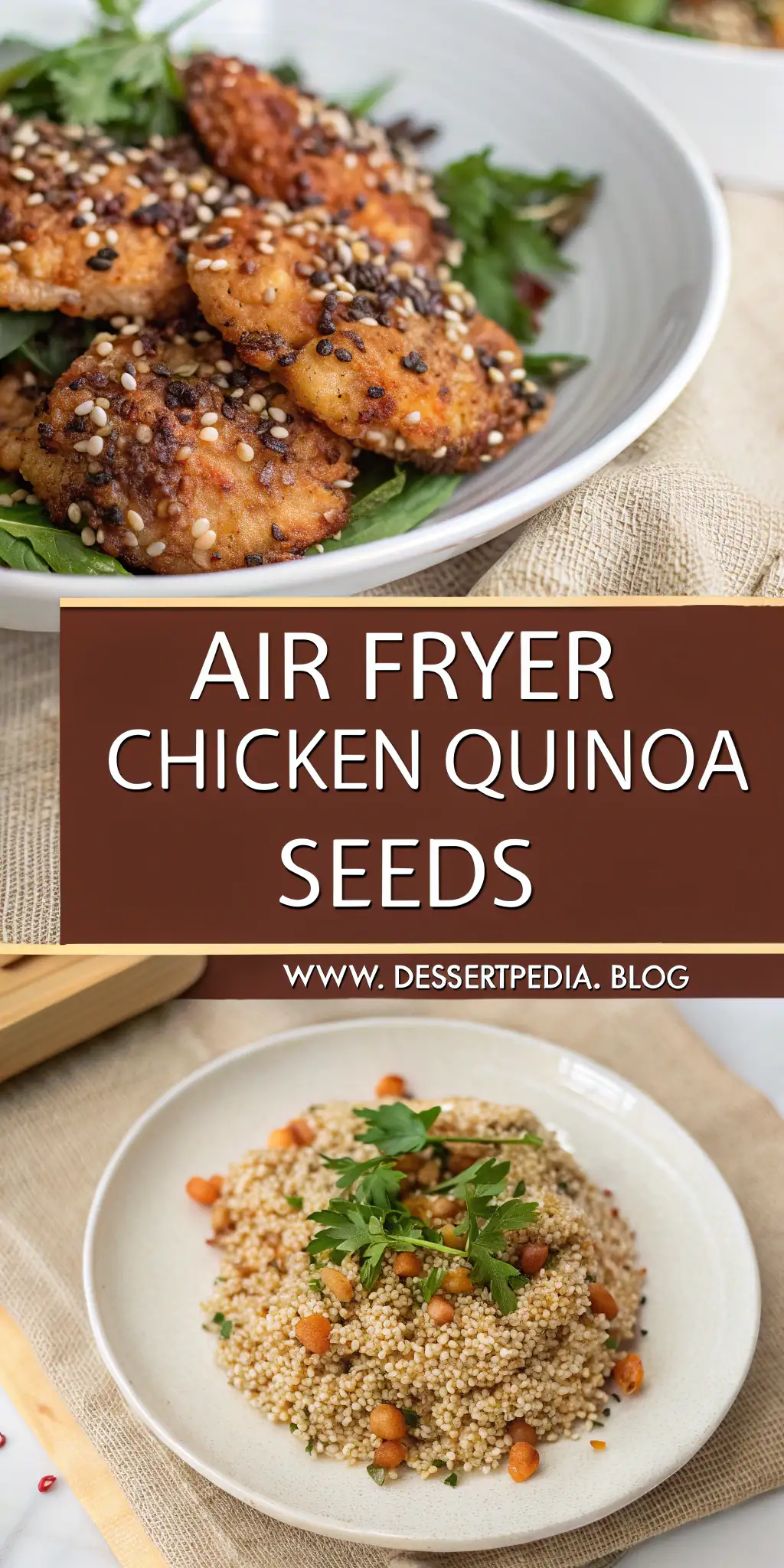 Pinterest image 1 for Air Fryer Chicken Quinoa Seeds