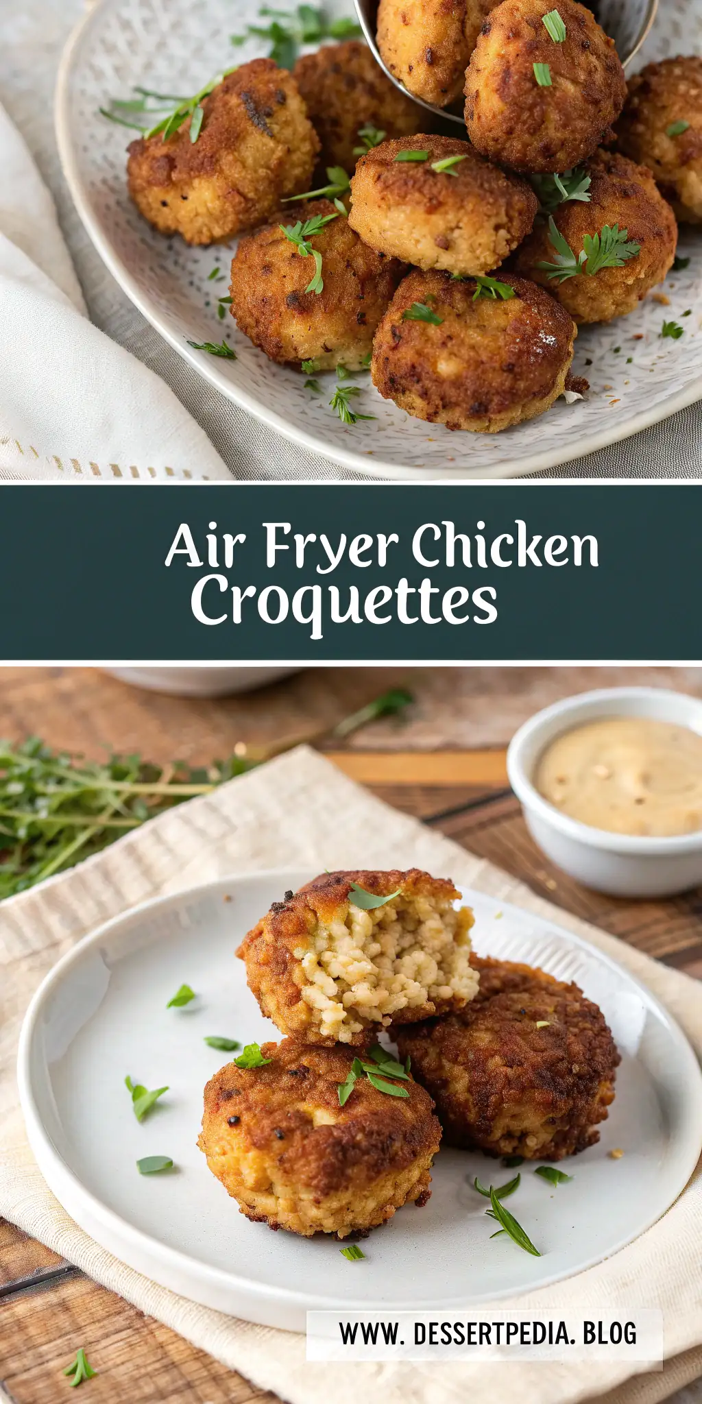 Pinterest image 1 for Air Fryer Chicken Croquettes