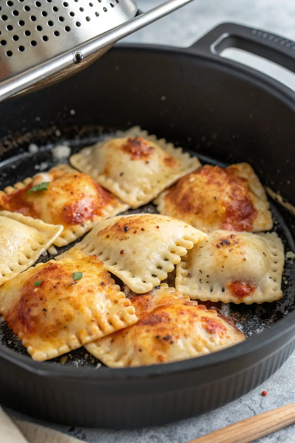 A delicious plate of Air Fryer Chicken Ravioli