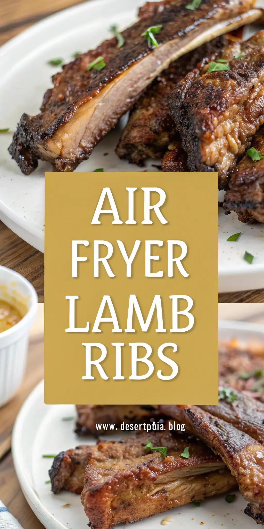 Pinterest image 1 for Air Fryer Lamb Ribs